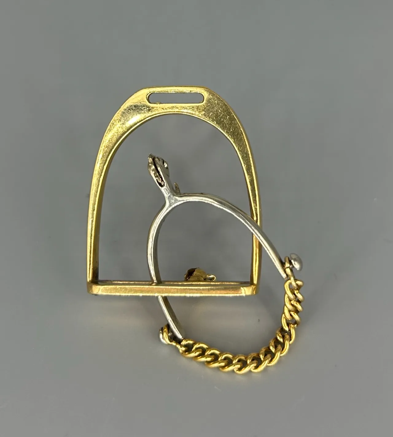 Hermès Bicolour Gold Stirrup and Spur Brooch