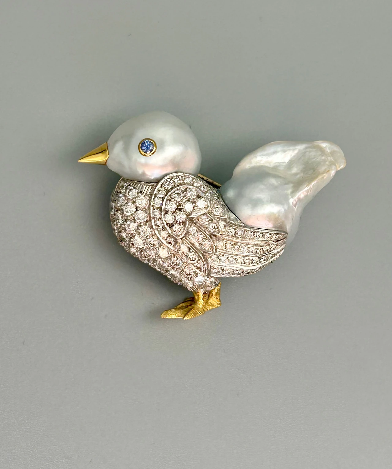 Seaman Schepps Baroque Pearl, and Diamond Bird Brooch