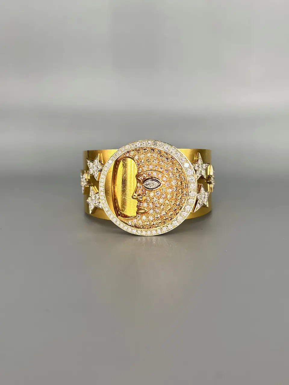 Demner Tri Color Gold and Diamond Star Cuff